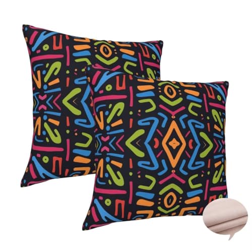 Kissenbezug 45x45 cm 2er Set Deko Kissen Retro Kuschelkissen, Quadratisch Kissenbezug Ethnisch Sofakissen, Leinen Cushion Cover Doppelseitig Zierkissen für Couch Schlafzimme, Vier Jahreszeiten -J167 von Washifa