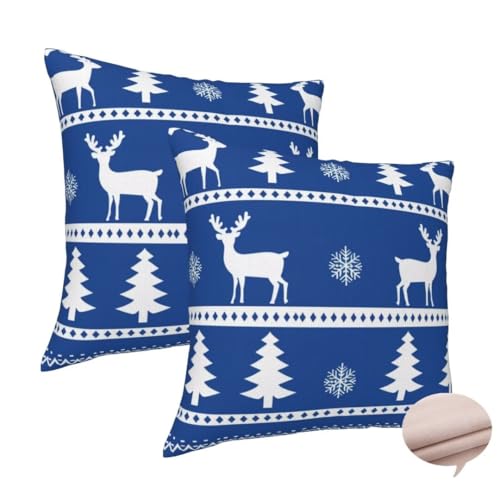 Kissenbezug 80x80 cm 2er Set Deko Kissen Blau Kuschelkissen, Quadratisch Kissenbezug Weihnachten Sofakissen, Leinen Cushion Cover Doppelseitig Zierkissen für Couch Schlafzimme, Vier Jahreszeiten -J169 Kissenbezug 80x80 cm 2er Set Deko Kissen Blau Kuschelkissen, Quadratisch Kissenbezug Weihnachten Sofakissen, Leinen Cushion Cover Doppelseitig Zierkissen für Couch Schlafzimme, Vier Jahreszeiten -J169 von Washifa