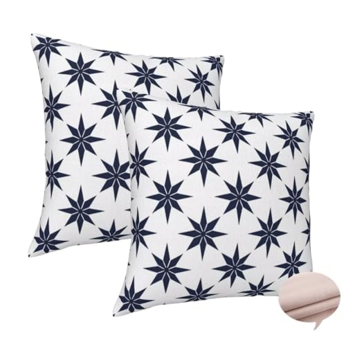 Kissenbezug 80x80 cm 2er Set Deko Kissen Einfach Kuschelkissen, Quadratisch Kissenbezug Sterne Sofakissen, Leinen Cushion Cover Doppelseitig Zierkissen für Couch Schlafzimme, Vier Jahreszeiten -J137 von Washifa