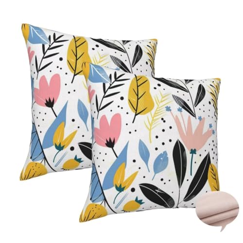 Kissenbezug 80x80 cm 2er Set Deko Kissen Karikatur Kuschelkissen, Kissenbezug Nordisch Sofakissen, Leinen Cushion Cover Doppelseitig Zierkissen für Auto Couch Schlafzimme, Vier Jahreszeiten -J131 von Washifa