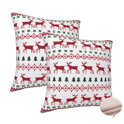 Kissenbezug 80x80 cm 2er Set Deko Kissen Weihnachten Kuschelkissen, Kissenbezug Hirsch Sofakissen, Leinen Cushion Cover Doppelseitig Zierkissen für Auto Couch Schlafzimme, Vier Jahreszeiten -J72 Kissenbezug 80x80 cm 2er Set Deko Kissen Weihnachten Kuschelkissen, Kissenbezug Hirsch Sofakissen, Leinen Cushion Cover Doppelseitig Zierkissen für Auto Couch Schlafzimme, Vier Jahreszeiten -J72 von Washifa
