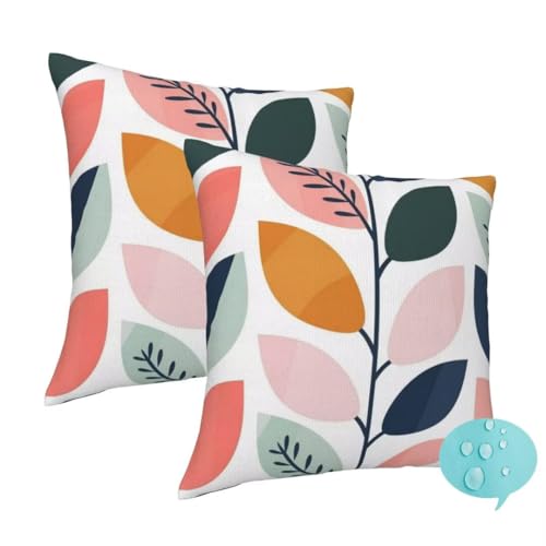 Outdoor Kissen Wetterfest 2 Stück Dekokissen Gartenkissen, Wetterfest Outdoor Kissenbezüge 55x55 cm, Quadratisch Outdoorkissen Lendenkissen Zierkissenbezüge für Patio Balkon (Nordisch Boho) -J232 von Washifa