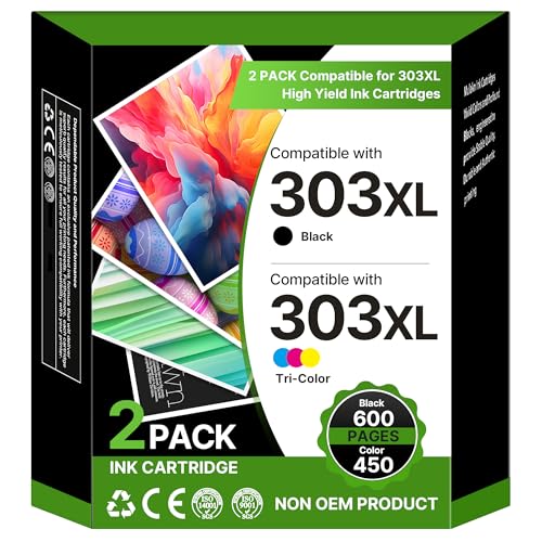 303XL Druckerpatronen Multipack Ersatz für HP 303 XL Patronen 303 HP303 Schwarz und Farbe für HP Envy Photo 6220 6230 6232 6234 7120 7130 7132 7134 7137 7820 7830 7832 Tango TangoX (2er Pack) von Washope