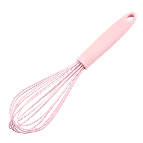 Washranp 25,4 cm kleine Schneebesen zum Kochen, Silikon-Schneebesen mit PP-Griff, Milchmischstab, manueller Eiermixer, Küchenbesen zum Kochen, Aufschäumen, Schlagen und Mischen, Rosa von Washranp