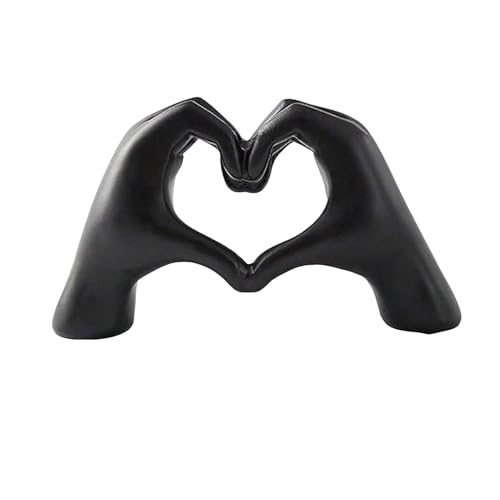 Washranp Liebesgeste Figur Herzförmige Skulptur Harz Herz Hand Statue für Home Office Hochzeit Party Desktop Dekoration Schwarz von Washranp