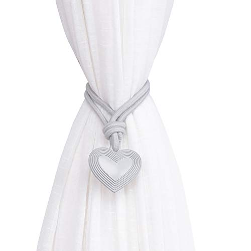 Washranp Vorhang Raffhalter Dekorative Fenstervorhang Holdbacks, Stilvolles Herz Fenster Vorhang Krawattenseil Raffhalter Halter Schlafzimmer Dekoration Hellgrau von Washranp