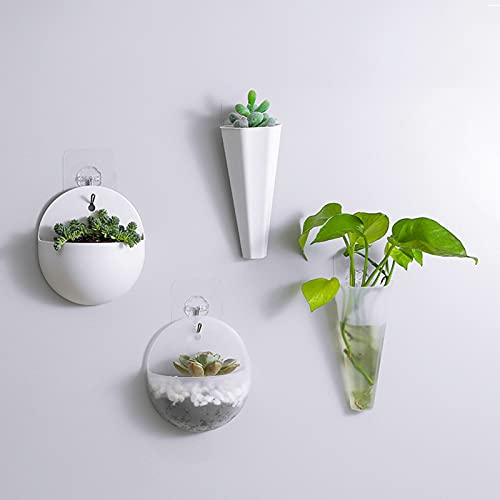 Washranp Wandbehang Blumentopf Umweltfreundliche Stanzfreie Hydroponische Wandpflanzenvase Aus Kunststoff Für Den Garten Weiß B. von Washranp