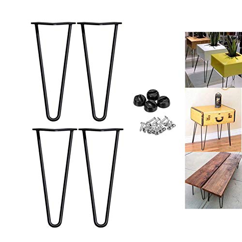 Möbelbeine, Haarnadel-Tischbeine 86 cm, 3-Stab-Möbelbeine aus massivem Metall for Heimwerker, Heimbüro, Restaurant, Schreibtisch, Beistelltisch, Nachttisch, 4er-Set ( Color : Black , Size : 12 Inch 2 von WasiQghs