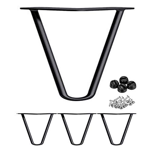 Möbelbeine, Haarnadel-Tischbeine 86 cm, 3-Stab-Möbelbeine aus massivem Metall for Heimwerker, Heimbüro, Restaurant, Schreibtisch, Beistelltisch, Nachttisch, 4er-Set ( Color : Black , Size : 4 Inch 2 R von WasiQghs