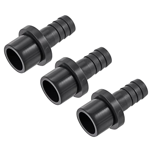 PVC-Rohr, PVC-Rohrverschraubung, 16 mm Widerhaken x 32 mm Außendurchmesser, gerader Rohradapter, Schlauch-Schnellverbinder, schwarz, 3 Stück (Color : Black, Size : 12mmx20mm) von WasiQghs