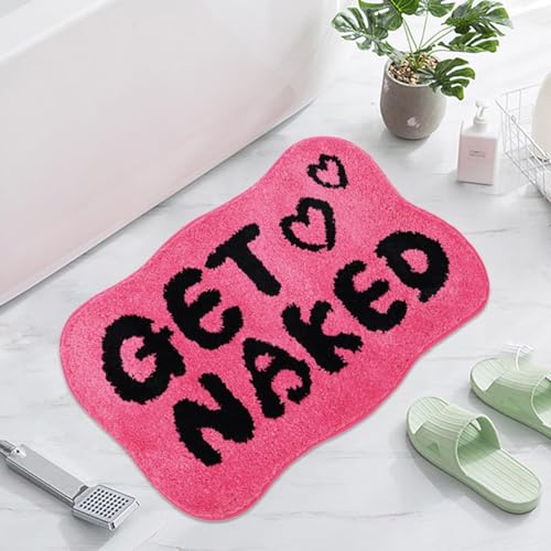 Waslary Get Naked Badmatte 50×80cm, Badezimmerteppich Badmatten rutschfest Absorbierende Badteppich,Rot von Waslary