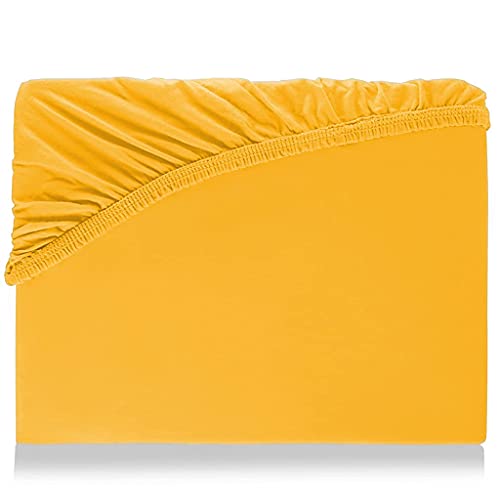 Spannbettlaken mit Gummizug für Boxspringbetten Wasserbett Übergröße aus hochwertiger Baumwolle Elastan 180 x 200 cm - 200 x 220 cm Aquajersey Bettbezug Laken Jersey Matratzenbezug Goldgelb Spannbettlaken mit Gummizug für Boxspringbetten Wasserbett Übergröße aus hochwertiger Baumwolle Elastan 180 x 200 cm - 200 x 220 cm Aquajersey Bettbezug Laken Jersey Matratzenbezug Goldgelb von YAMOOCO