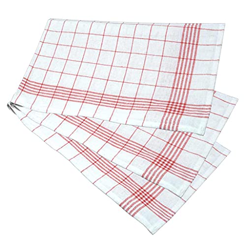 Wasserbettbedarf 3er Set Geschirrtücher rot Halbleinen ca. 60x80cm Küchentücher Geschirrhandtücher Spültücher Küchenhandtücher 3er-Pack kariert von Wasserbettbedarf