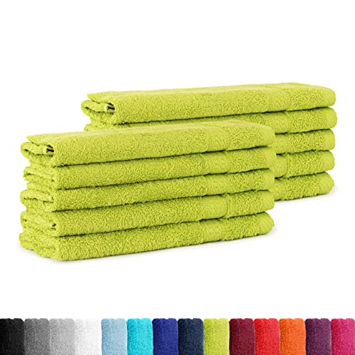 BaSaTex 10er Pack Frottee Gästetücher Set 30x50, Gästetuch aus 100% Baumwolle Öko-Tex Made in Green, Farbe Apfel Grün von BaSaTex