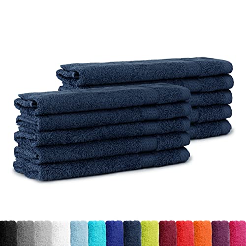 BaSaTex 10er Pack Frottee Gästetücher Set 30x50, Gästetuch aus 100% Baumwolle Öko-Tex Made in Green, Farbe Navy Dunkelblau von BaSaTex