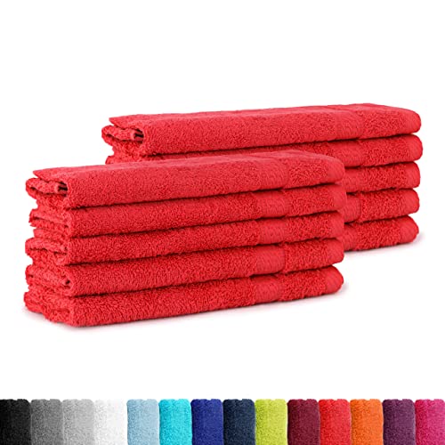 SUPERTOLL 10er Pack Gästetücher, 30x50 cm zum Sonderpreis 100% Baumwolle in vielen Farben - 10er Pack Gästetuch, Gästetücher, 30x50 cm, Farbe Ro von BaSaTex