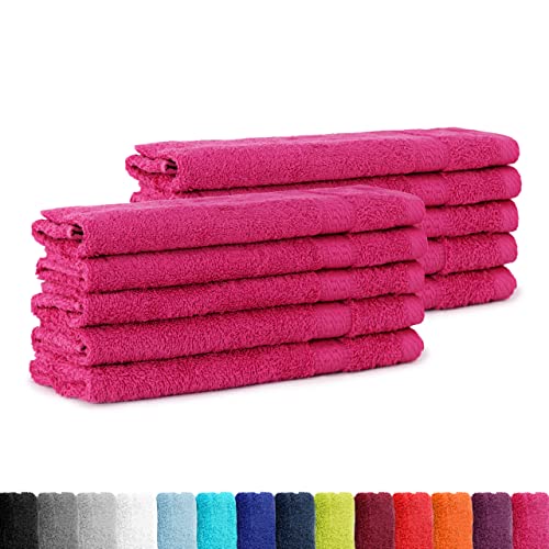 BaSaTex 10er Pack Frottee Gästetücher Set 30x50, Gästetuch aus 100% Baumwolle Öko-Tex Made in Green, Farbe Magenta Pink von BaSaTex