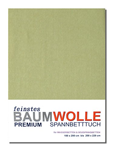 Baumwolle Jersey Spannbetttuch Wasserbett Boxspring 180 x 200 cm bis 200 x 220 cm LAKEN TUCH (LIND) von Wasserbetten1a