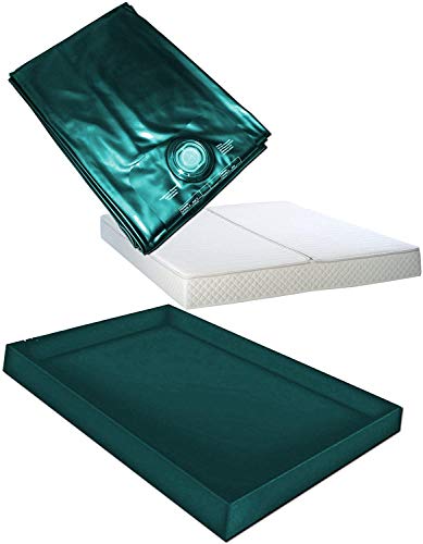 Hardside Wasserbetten Wasserkern Wasserbettmatratze Wasserbett Matratze Mono UNO + Sicherheitswanne Auslaufwanne Wanne Standup Liner + Bezug Auflage Rundumbezug (183 x 213 cm F6 (Kingsize)) von Wasserbetten1a