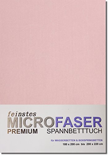 MICROFASER Laken Spannbetttuch Wasserbett Boxspring 180 x 200 cm bis 200 x 220 cm Laken Tuch (ROSÉ) von Wasserbetten1a