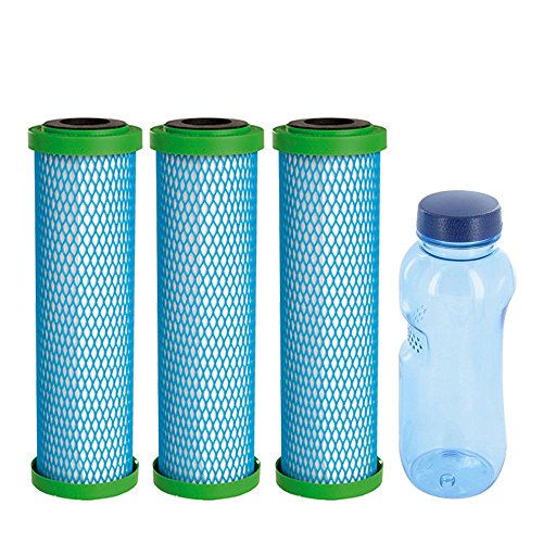 3X Wasserfilterpatrone EM Premium 5 & & Tritan Trinkflasche 0,5l | besserer Wassergeschmack | komptibel zu Filtergehäusen Carbonit Sanuno & Vario HP | AquaAvanti | WatPass | Alvito ... von Wasserfilter-Zentrum
