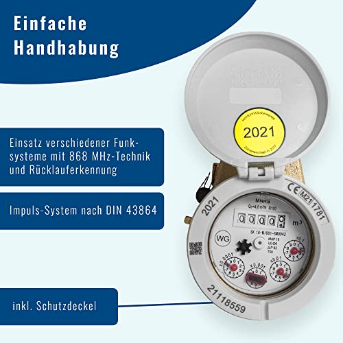 Wasser-Geräte Wasserzähler für Kaltwasser, Wasseruhr 1 Zoll, Hauswasserzähler 150 mm, senkrechter Einbau, geeicht & MID zugelassen, Eichung 2023 von Wassergeräte