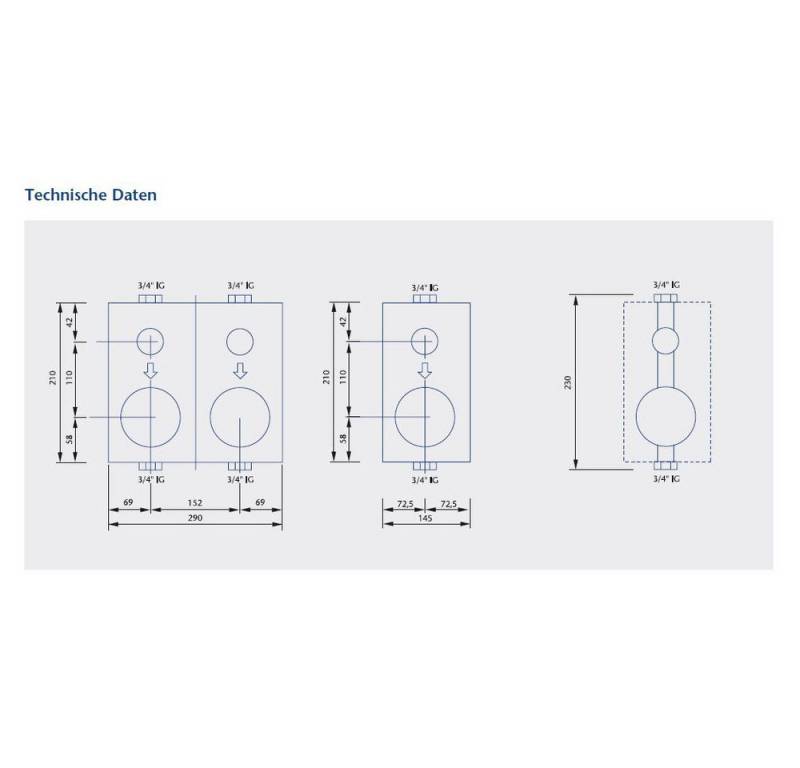 Wassergeräte Kaltwasserzähler Montageblock WG-TEC 3000 Koaxial einzeln für Unterputz Wasserzähler von Wassergeräte