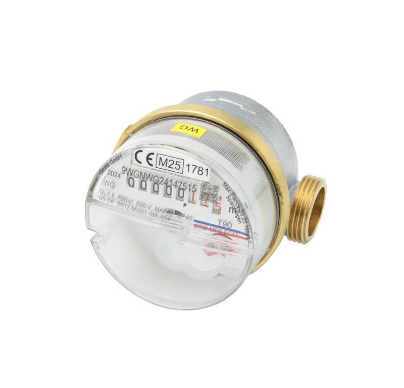 Wassergeräte Kaltwasserzähler Wohnungswasserzähler "ECO" TWO in ONE 1/2" 80mm Warm- & Kaltwasseruhr von Wassergeräte