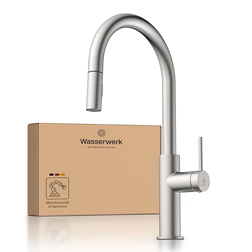 Wasserwerk WK13 Sphere Küchenarmatur - Design-Wasserhahn Küche - Edelstahl-Optik - Herausziehbare Brause - Armatur mit Energiesparfunktion & Verbrühschutz - Premiumqualität Made in Germany von Wasserwerk