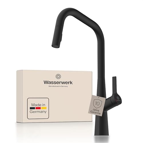 Wasserwerk WK9 Edge Küchenarmatur - Design-Wasserhahn Küche - Schwarz matt - Herausziehbare Brause - Armatur mit Energiesparfunktion & Verbrühschutz - Premiumqualität Made in Germany von Wasserwerk