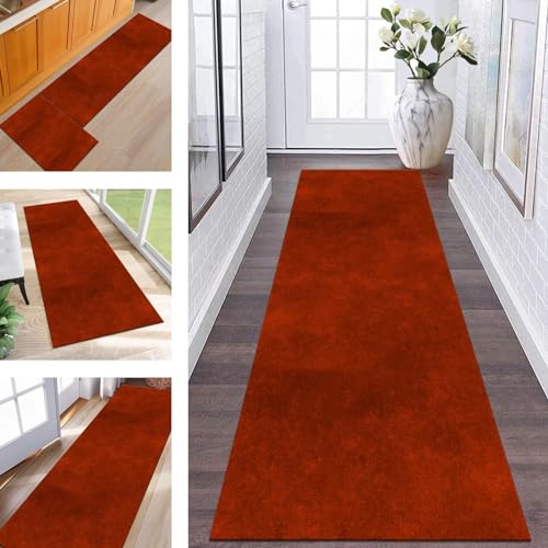 Abstrakte Läufer Flur Küche Waschbar rutschfest Korridor Teppichmatten 40X60CM Rot Lang Küchenteppich Flurteppich Läufer Schlafzimmer Esszimmer Polyester Teppichläufer Meterware Anpassbar von Wassly