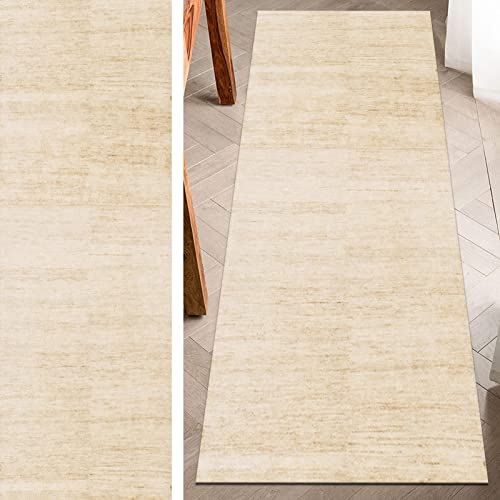 Küchenläufer Läufer Teppich Flur rutschfest Beige Abstrakt, Waschbar Teppichläufer Korridor Wohnzimmer Teppich Läufer Flur Schlafzimmer Kinderzimmer Breite 40cm/ 50cm/ 60cm/ 70cm/ 80cm/ 90cm/ 100cm von Wassly