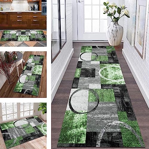 Küchenteppich Läufer Teppich Flur rutschfest Teppichmatten Küchenläufer 60X350CM Grau Grün Schwarz Korridor Teppichläufer Waschbar Meterware Flur Teppich Küchen Wohnzimmer Schlafzimmer Esszimmer von Wassly