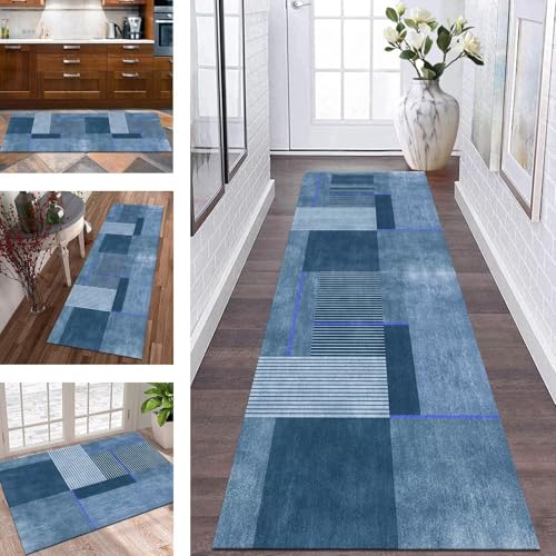 Küchenteppich Läufer Teppich Flur rutschfest Teppichmatten Küchenläufer 80X300CM Blau Abstrakt Muster Korridor Teppichläufer Waschbar Meterware Teppich Küchen Matte Wohnzimmer Schlafzimmer Esszimmer Küchenteppich Läufer Teppich Flur rutschfest Teppichmatten Küchenläufer 80X300CM Blau Abstrakt Muster Korridor Teppichläufer Waschbar Meterware Teppich Küchen Matte Wohnzimmer Schlafzimmer Esszimmer von Wassly