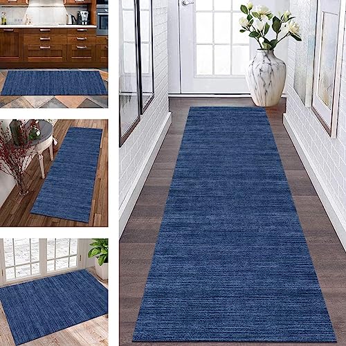 Küchenteppich Läufer Teppich Flur rutschfest Teppichmatten Lang Küchenläufer 80X500CM Blau Abstrakt Korridor Teppichläufer Waschbar Meterware Teppich Küchen Matten Wohnzimmer Schlafzimmer Esszimmer von Wassly