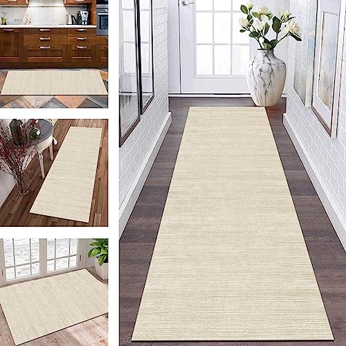 Küchenteppich Läufer Teppich Lang Flur rutschfest Teppichmatten Küchenläufer 120X400CM Beige-gelb Korridor Teppichläufer Waschbar Meterware Flurläufer Anpassbar Wohnzimmer Schlafzimmer Esszimmer von Wassly
