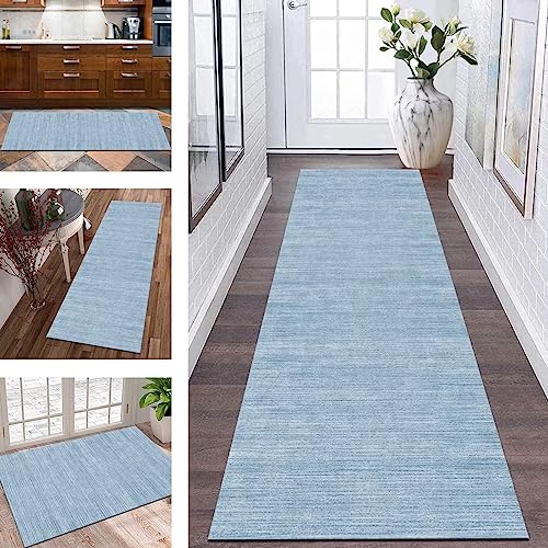 Küchenteppich Läufer Teppich Lang Flur rutschfest Teppichmatten Küchenläufer 50X150CM Blau Abstrakt Korridor Teppichläufer Waschbar Meterware Flurläufer Anpassbar Wohnzimmer Schlafzimmer Esszimmer von Wassly