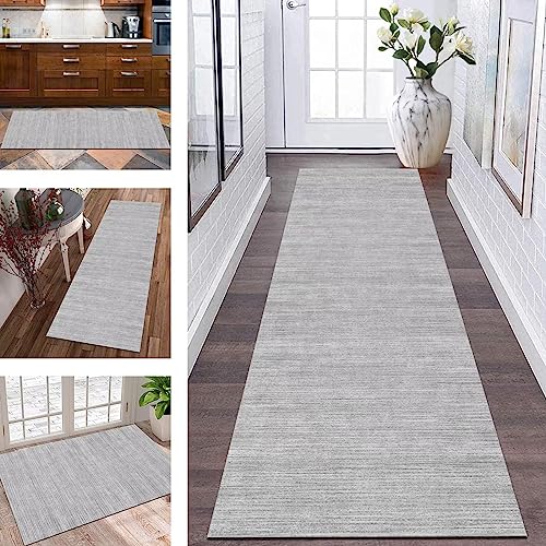 Küchenteppich Läufer Teppich Lang Flur rutschfest Teppichmatten Küchenläufer 70X200CM Grau Abstrakt Korridor Teppichläufer Waschbar Meterware Flurläufer Anpassbar Wohnzimmer Schlafzimmer Esszimmer von Wassly