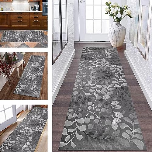 Läufer Teppich Küche Lang Flur rutschfest Küchenteppich Teppichmatten 60X240CM Küchenläufer Grau Blumen Korridor Teppichläufer Waschbar Meterware Flurläufer Wohnzimmer Schlafzimmer Breite 40-120cm Läufer Teppich Küche Lang Flur rutschfest Küchenteppich Teppichmatten 60X240CM Küchenläufer Grau Blumen Korridor Teppichläufer Waschbar Meterware Flurläufer Wohnzimmer Schlafzimmer Breite 40-120cm von Wassly