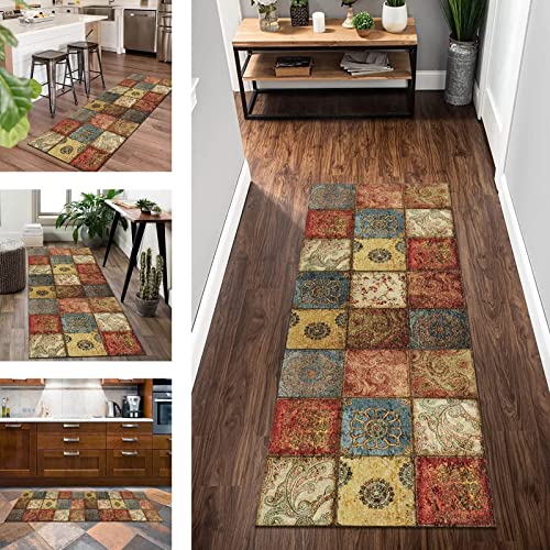 Teppich Läufer Flur Küche 120X160CM Modern Marokkanischer Korridor Teppichläufer rutschfest Waschbar Küchenläufer Flurteppich Polyester Meterware Läufer Teppich Flur Lang Schlafzimmer Wohnzimmer von Wassly