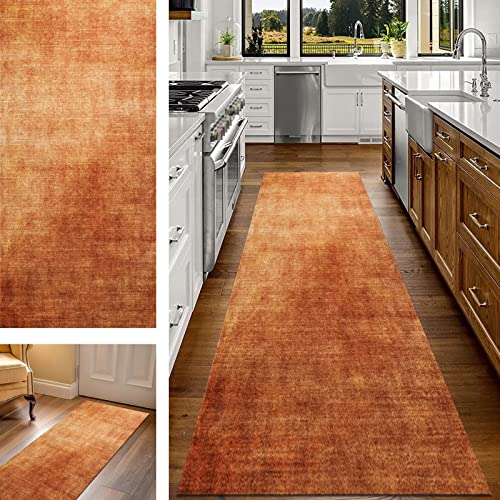 Teppich Läufer Flur Küche rutschfest 60X180CM Korridor Teppichläufer Vintage Braun Waschbar Küchenläufer Flurteppich Polyester Meterware Flurläufer Lang Schlafzimmer Wohnzimmer Läufer Teppich von Wassly