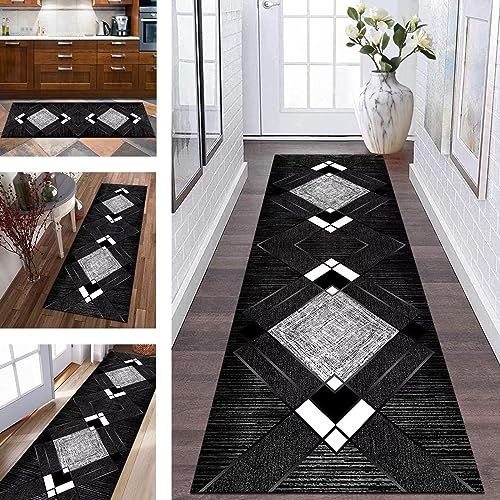 Teppich Läufer Flur Küche rutschfest Waschbar Küchenläufer Teppichmatten 100X400CM Schwarz Grau Weiß Läufer Teppich Lang Meterware Korridor Teppichläufer Schlafzimmer Wohnzimmer Esszimmer Flurläufer Teppich Läufer Flur Küche rutschfest Waschbar Küchenläufer Teppichmatten 100X400CM Schwarz Grau Weiß Läufer Teppich Lang Meterware Korridor Teppichläufer Schlafzimmer Wohnzimmer Esszimmer Flurläufer von Wassly