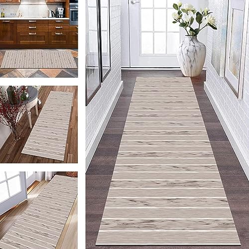 Teppich Läufer Flur rutschfest Küchenläufer Apricot Farbe Korridor Teppichläufer Waschbar 60X120CM Modern Lang Flurläufer Teppichmatte Küche Schlafzimmer Kinderzimmer Wohnzimmer Meterware Fußmatten von Wassly