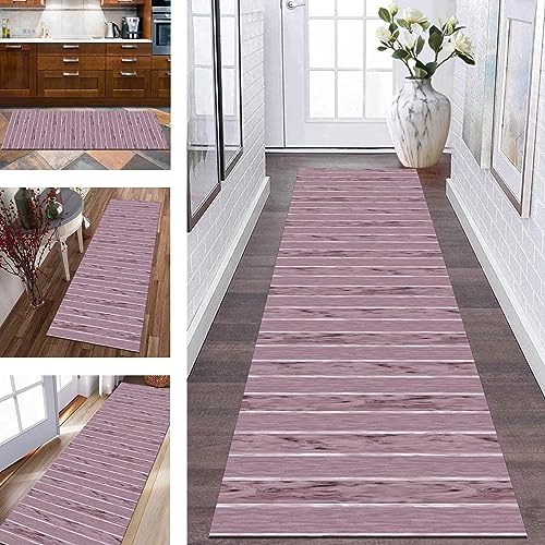 Teppich Läufer Flur rutschfest Küchenläufer Dunkelrosa Korridor Teppichläufer Waschbar 100X150CM Modern Lang Flurläufer Teppichmatte Küche Schlafzimmer Kinderzimmer Wohnzimmer Meterware Fußmatten von Wassly