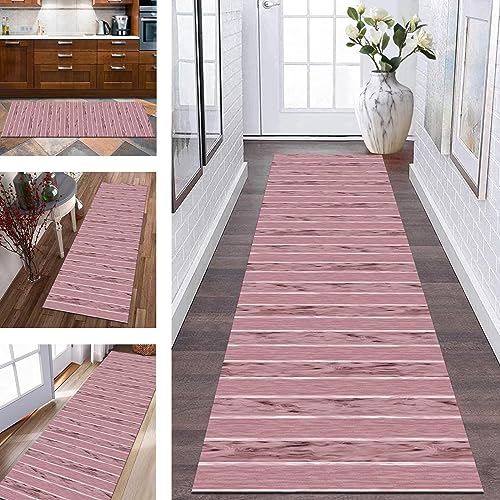 Teppich Läufer Flur rutschfest Küchenläufer Rosa-rot Korridor Teppichläufer Waschbar 70X100CM Modern Lang Flurläufer Teppichmatte Küche Schlafzimmer Kinderzimmer Wohnzimmer Meterware Fußmatten von Wassly