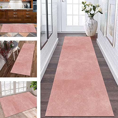Teppich Läufer Küche rutschfest waschbar Korridor Teppichläufer Lang Flur 50X250CM Küchenläufer Teppichmatten Modern Rosa Abstrakt Schlafzimmer Kinderzimmer Wohnzimmer Meterware Flurläufer Anpassbar von Wassly