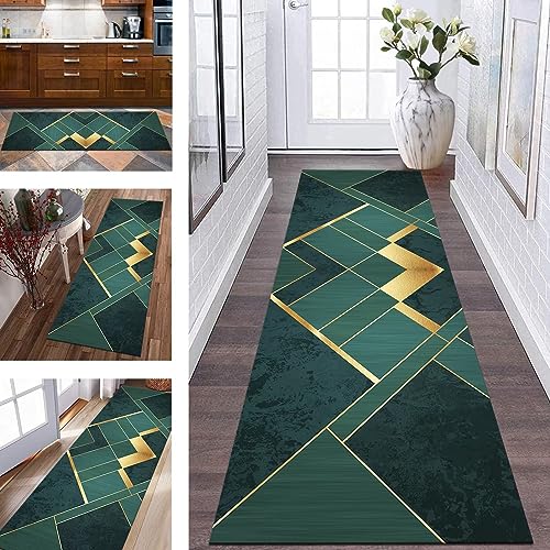 Teppich Läufer Lang Flur Küche rutschfest waschbar Küchenläufer Polyester 80X500CM Korridor Teppichläufer Grün Gold Modern Schlafzimmer Wohnzimmer Küchenteppich Meterware Teppichmatten Flurläufer Teppich Läufer Lang Flur Küche rutschfest waschbar Küchenläufer Polyester 80X500CM Korridor Teppichläufer Grün Gold Modern Schlafzimmer Wohnzimmer Küchenteppich Meterware Teppichmatten Flurläufer von Wassly