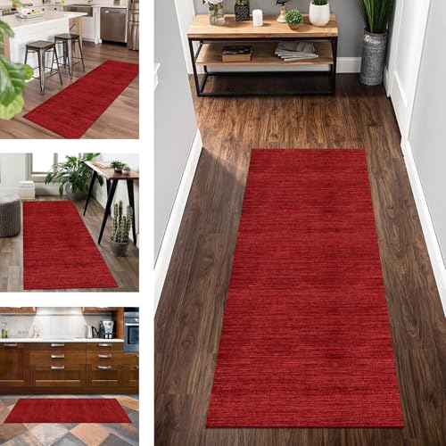 Teppich Läufer Lang Flur Küchenteppich rutschfest waschbar Rot Küchenfußmatten Korridor Teppichläufer 100X100CM Küchenläufer für Schlafzimmer Kinderzimmer Wohnzimmer Meterware Flurläufer Teppichmatte Teppich Läufer Lang Flur Küchenteppich rutschfest waschbar Rot Küchenfußmatten Korridor Teppichläufer 100X100CM Küchenläufer für Schlafzimmer Kinderzimmer Wohnzimmer Meterware Flurläufer Teppichmatte von Wassly