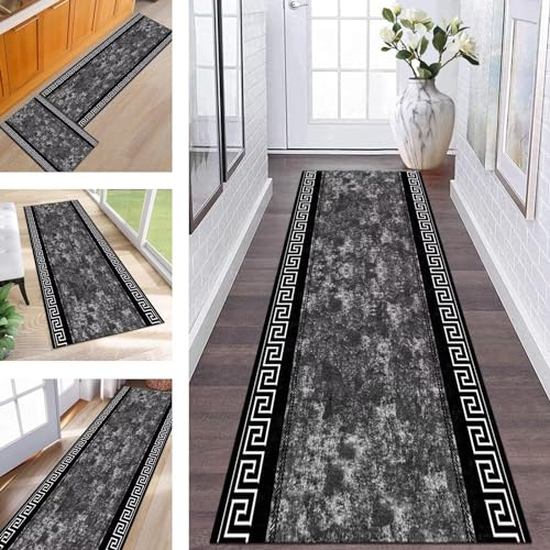 Teppich Läufer Lang Flur rutschfest waschbar Teppichmatte Küchenläufer 60X400CM Schwarz Korridor Läufer Teppich Anpassbar Küchenmat Meterware Flurteppich Dauerhaft Wohnzimmer Schlafzimmer Esszimmer Teppich Läufer Lang Flur rutschfest waschbar Teppichmatte Küchenläufer 60X400CM Schwarz Korridor Läufer Teppich Anpassbar Küchenmat Meterware Flurteppich Dauerhaft Wohnzimmer Schlafzimmer Esszimmer von Wassly