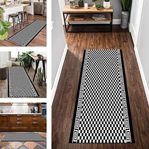 Teppichmatten Läufer Teppich Lang Flur rutschfest Küchenmatten 100X250CM Küchenläufer Teppichläufer Waschbar Schwarz Weiß Dauerhaft Meterware Küchen Teppich Korridor Wohnzimmer Esszimmer Schlafzimmer Teppichmatten Läufer Teppich Lang Flur rutschfest Küchenmatten 100X250CM Küchenläufer Teppichläufer Waschbar Schwarz Weiß Dauerhaft Meterware Küchen Teppich Korridor Wohnzimmer Esszimmer Schlafzimmer von Wassly